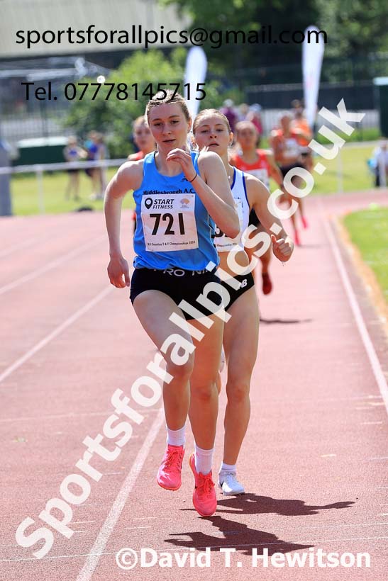 Womens Seniors and Under-20s 800 metres, 2024 North Eastern Track and Field Champs., Middlesbrough.  Photo: David T. Hewitson/Sports for All Pics